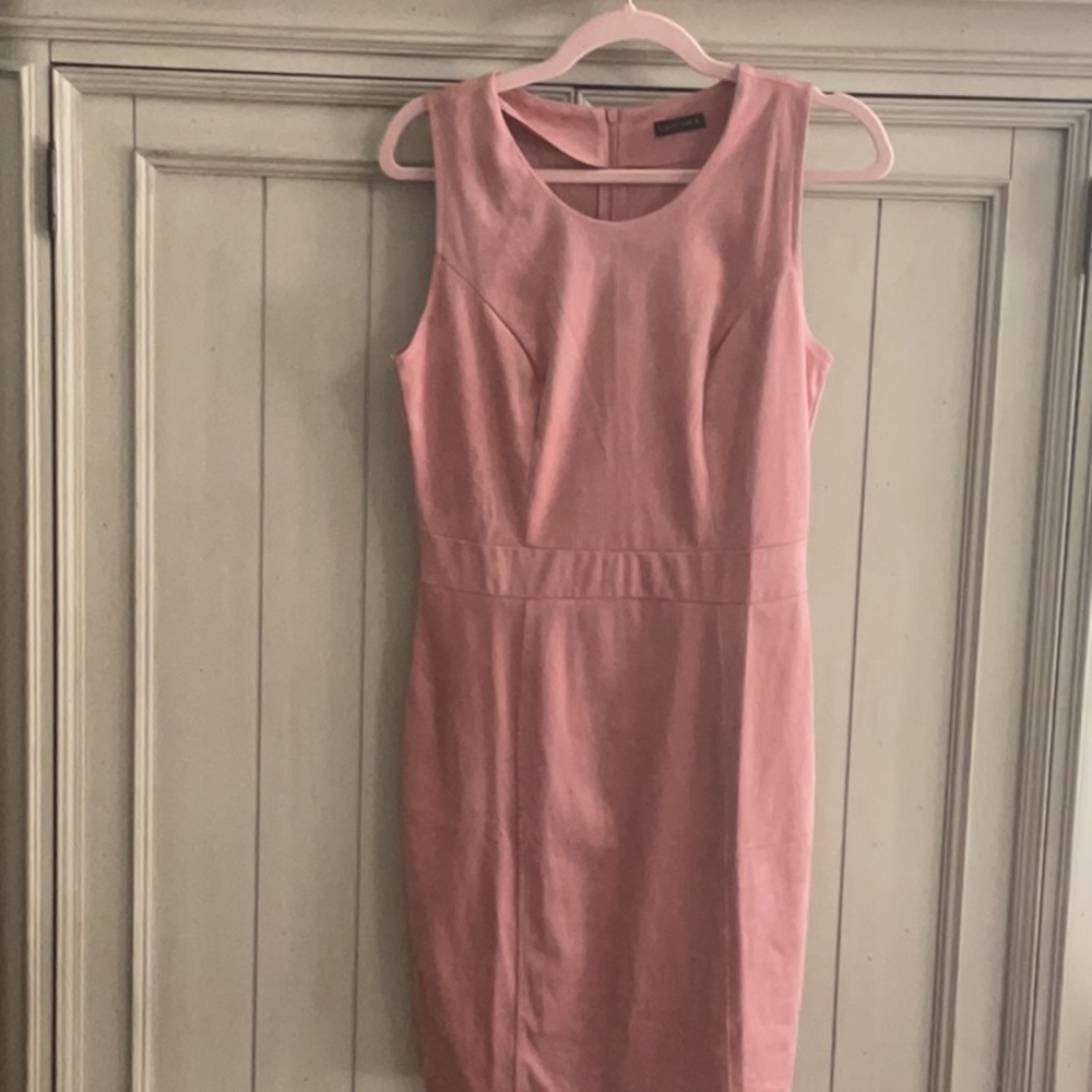 Lascana Size 8 Pink Sheath Dress with Velvety Suede Feel Like New